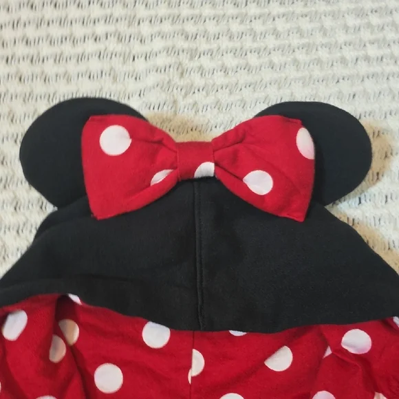 Disney Black Hoodie with Red Minnie Mouse Script and Ear-Detail Hood - Picture 4 of 7